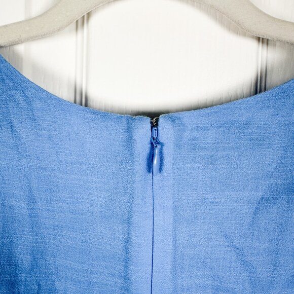 Talbots Shift Dress Women’s 14 Blue Embroidered Cotton Sleeveless Lined Knee - Picture 7 of 7